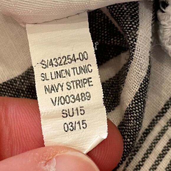 Old Navy Black & White Stripe Sleeveless Button Down Linen Tunic, Size L - Picture 8 of 12